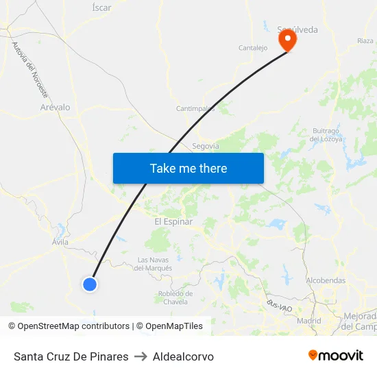 Santa Cruz De Pinares to Aldealcorvo map