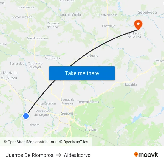 Juarros De Riomoros to Aldealcorvo map