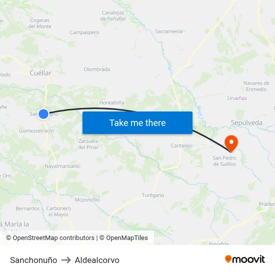 Sanchonuño to Aldealcorvo map