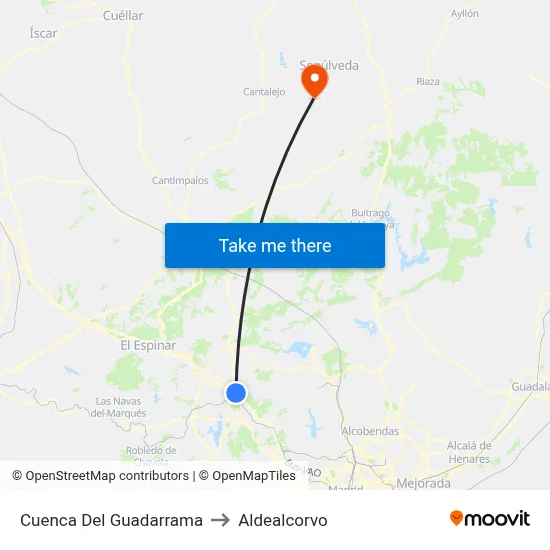 Cuenca Del Guadarrama to Aldealcorvo map