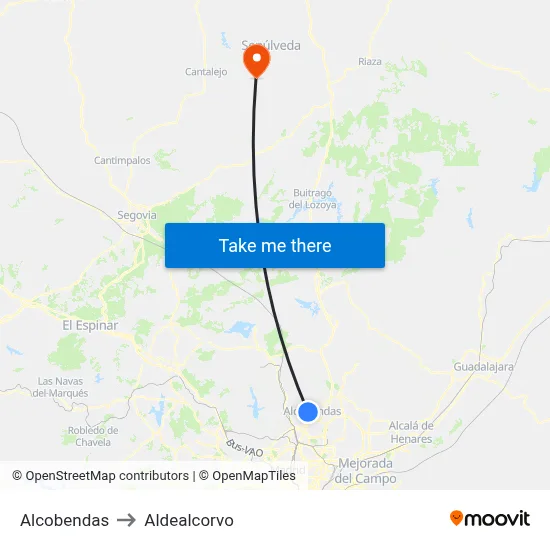 Alcobendas to Aldealcorvo map