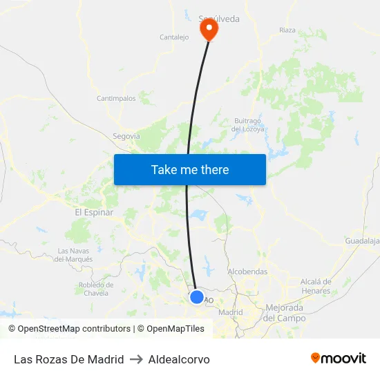 Las Rozas De Madrid to Aldealcorvo map