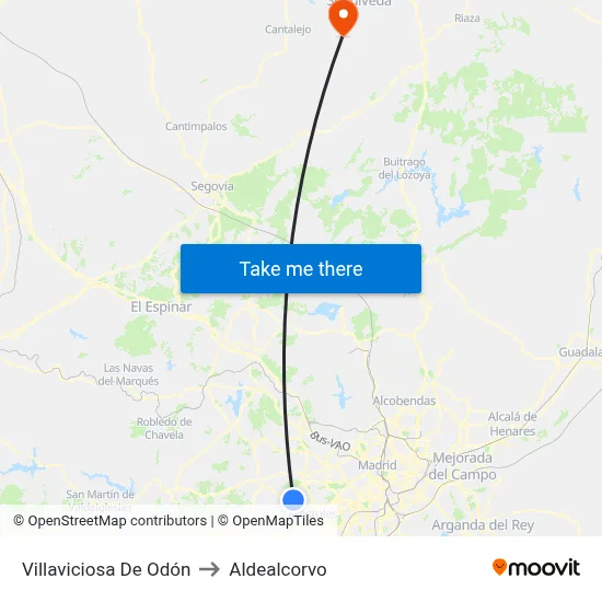 Villaviciosa De Odón to Aldealcorvo map
