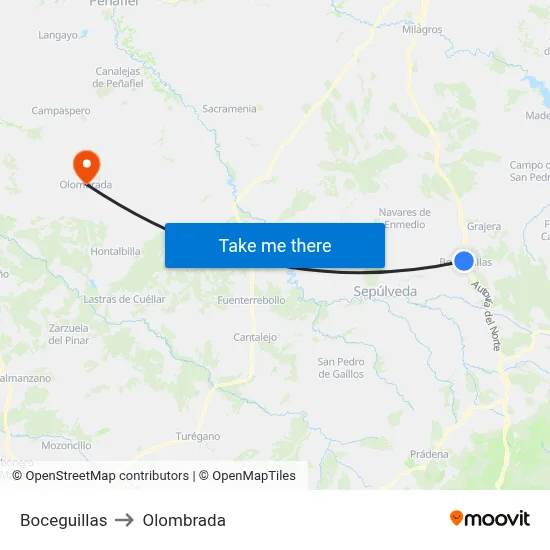 Boceguillas to Olombrada map
