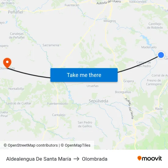 Aldealengua De Santa María to Olombrada map