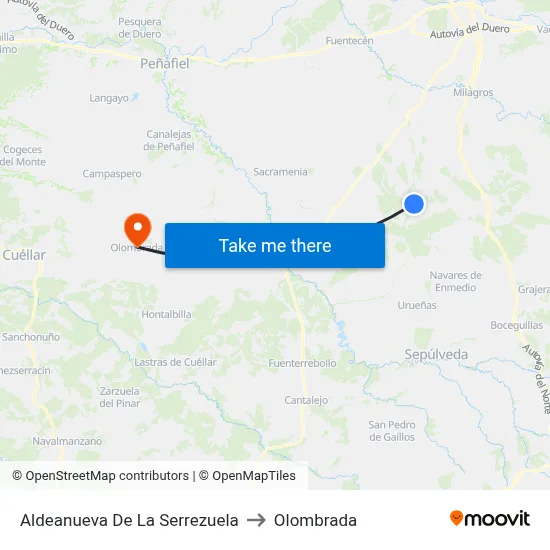 Aldeanueva De La Serrezuela to Olombrada map