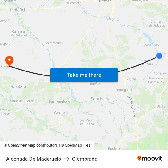 Alconada De Maderuelo to Olombrada map