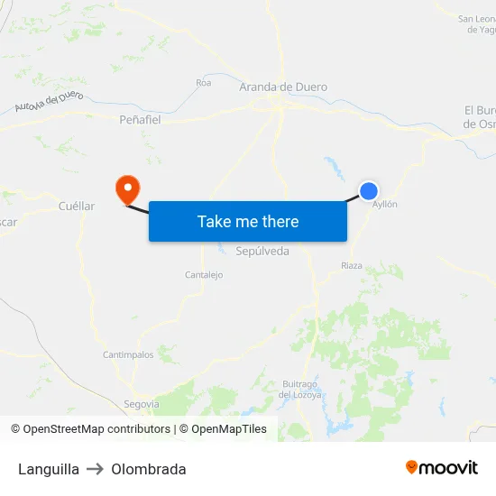Languilla to Olombrada map