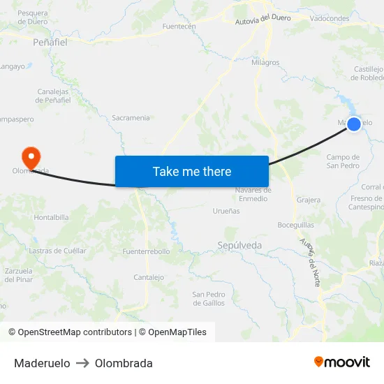 Maderuelo to Olombrada map