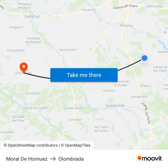 Moral De Hornuez to Olombrada map