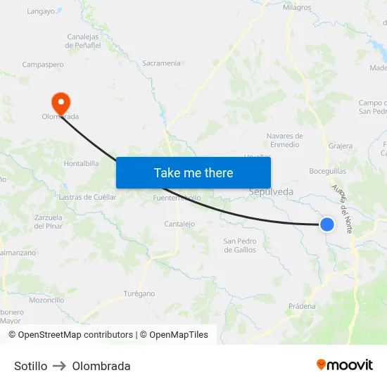 Sotillo to Olombrada map