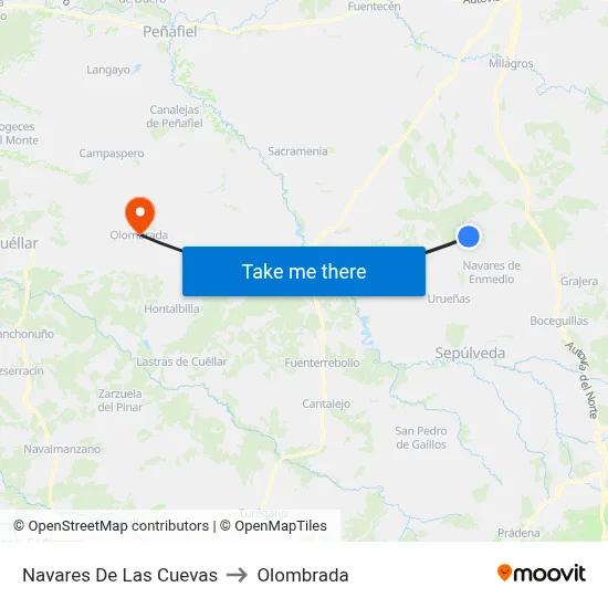Navares De Las Cuevas to Olombrada map