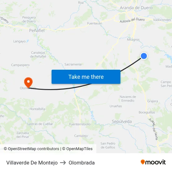 Villaverde De Montejo to Olombrada map