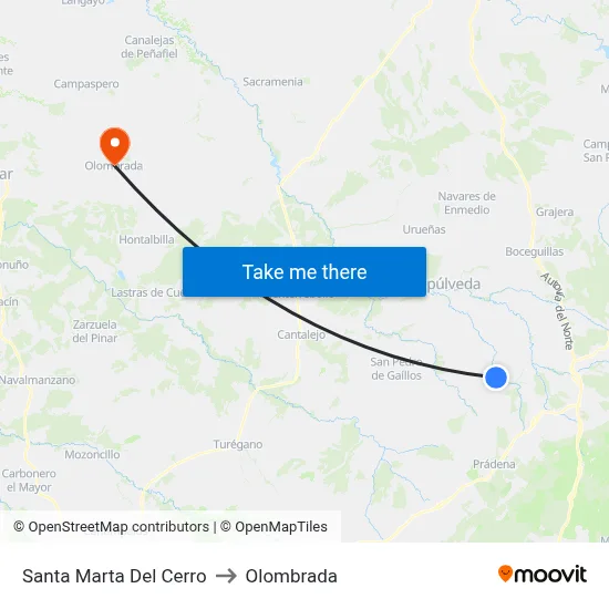 Santa Marta Del Cerro to Olombrada map