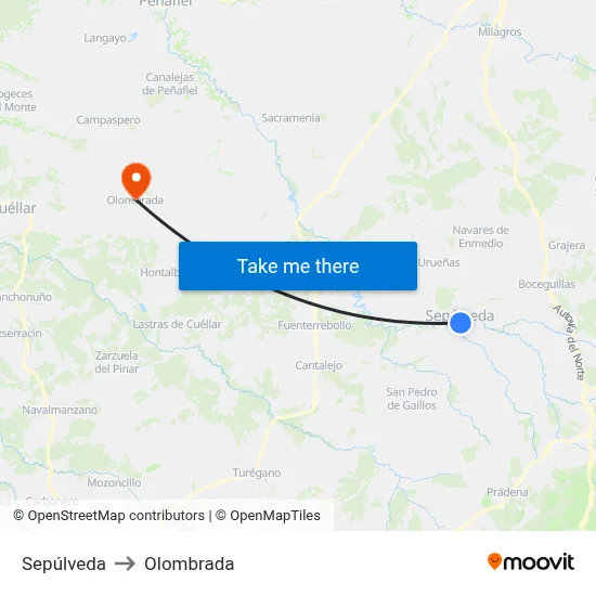Sepúlveda to Olombrada map