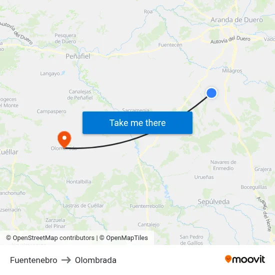 Fuentenebro to Olombrada map
