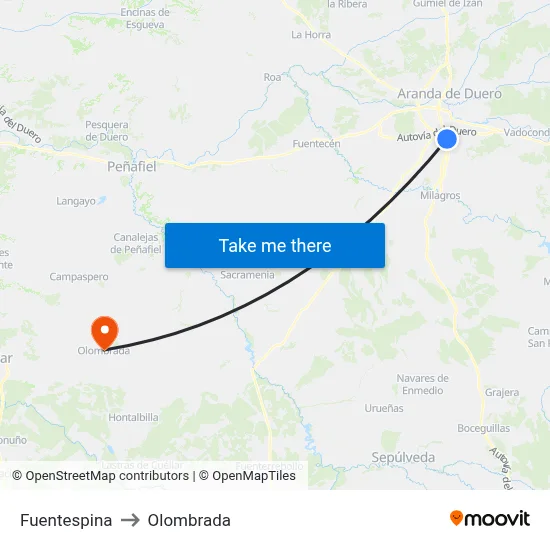 Fuentespina to Olombrada map