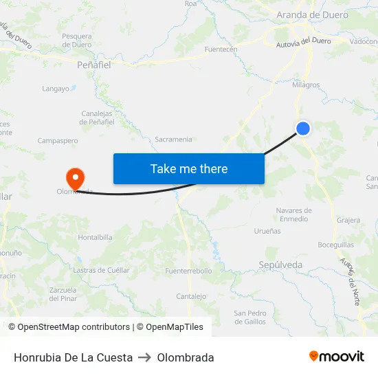 Honrubia De La Cuesta to Olombrada map