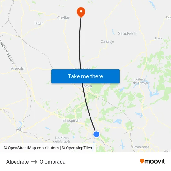 Alpedrete to Olombrada map