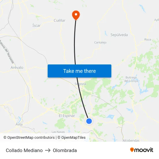 Collado Mediano to Olombrada map