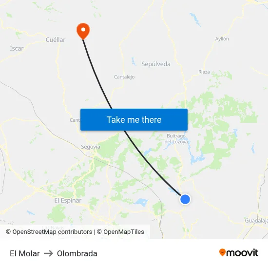 El Molar to Olombrada map