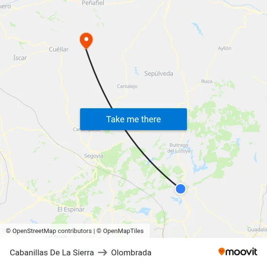 Cabanillas De La Sierra to Olombrada map