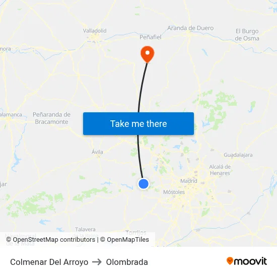 Colmenar Del Arroyo to Olombrada map
