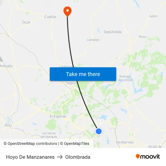Hoyo De Manzanares to Olombrada map