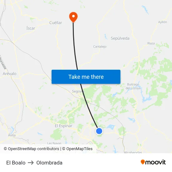 El Boalo to Olombrada map