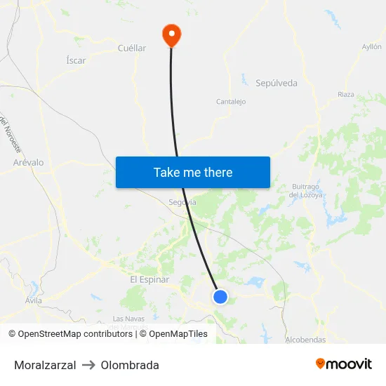 Moralzarzal to Olombrada map