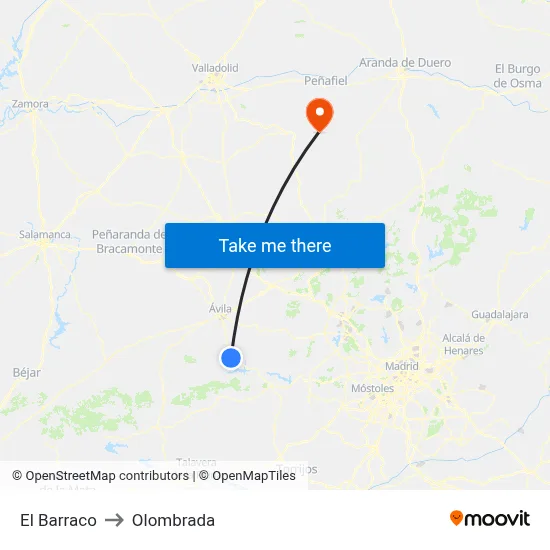 El Barraco to Olombrada map