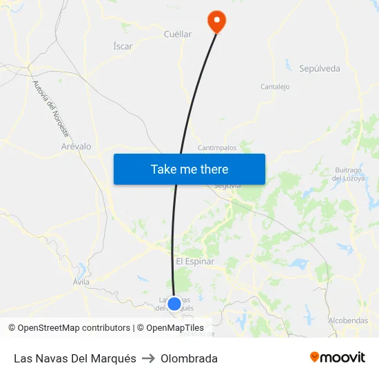 Las Navas Del Marqués to Olombrada map