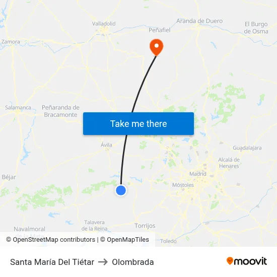 Santa María Del Tiétar to Olombrada map