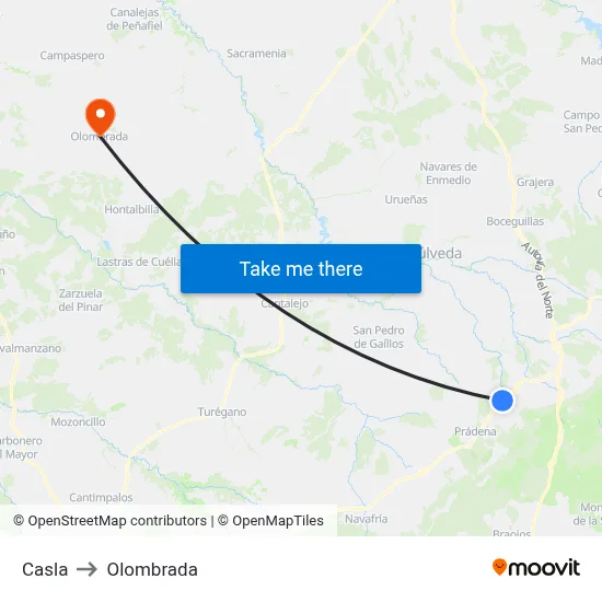 Casla to Olombrada map