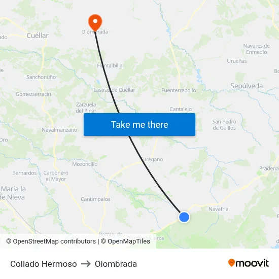 Collado Hermoso to Olombrada map
