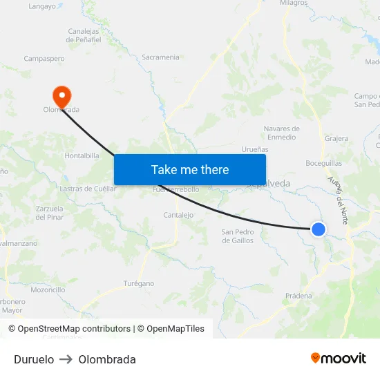 Duruelo to Olombrada map