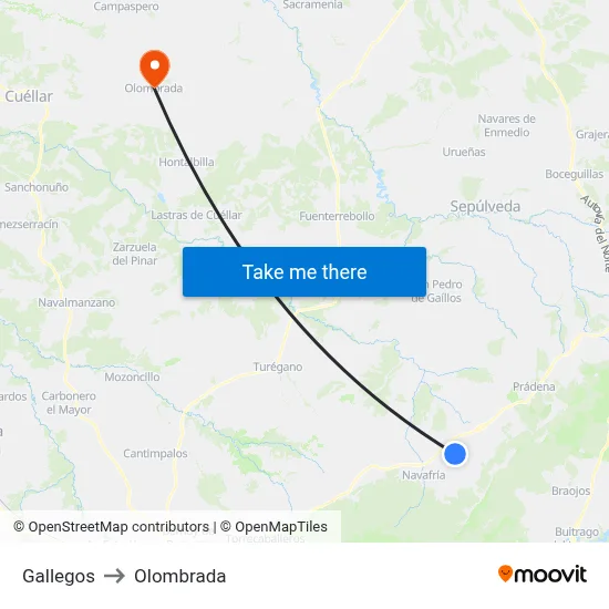 Gallegos to Olombrada map