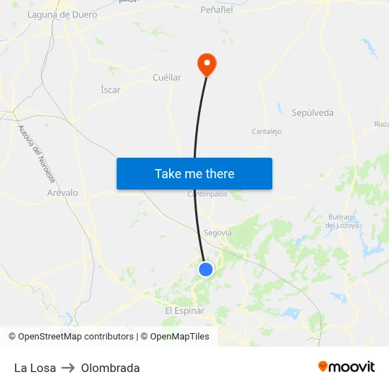 La Losa to Olombrada map