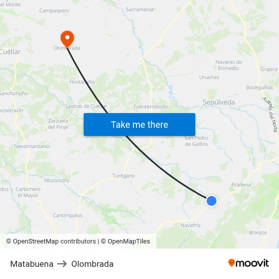 Matabuena to Olombrada map