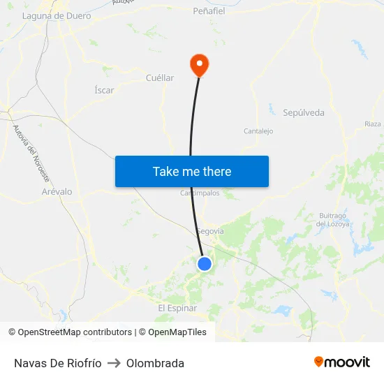 Navas De Riofrío to Olombrada map