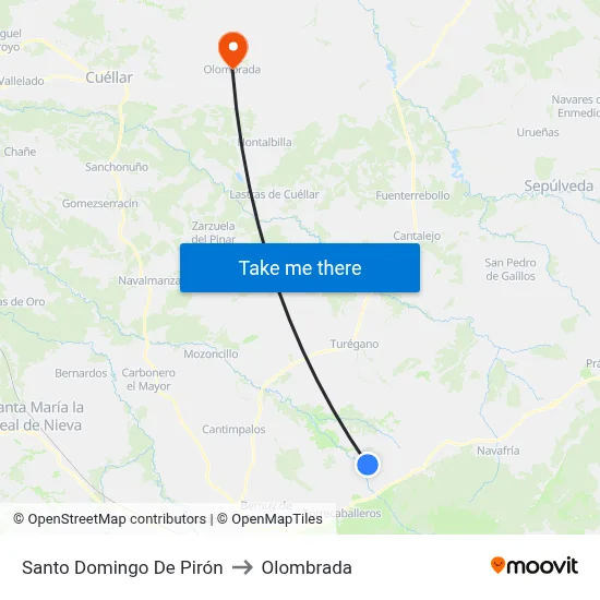Santo Domingo De Pirón to Olombrada map