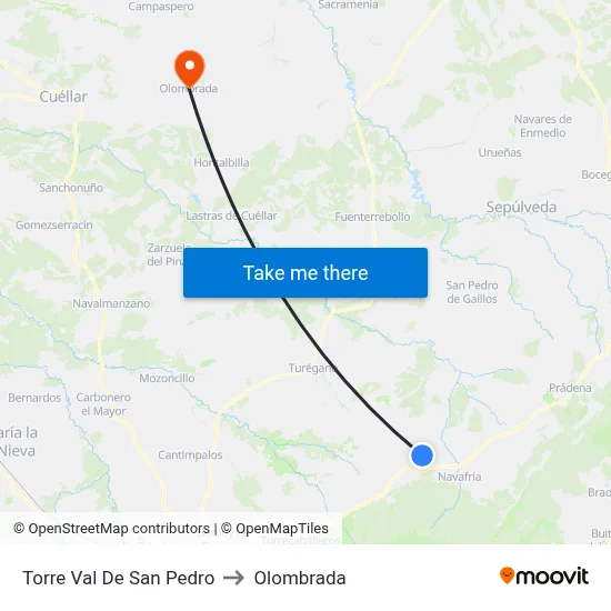 Torre Val De San Pedro to Olombrada map