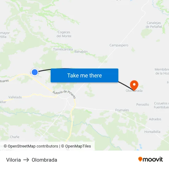 Viloria to Olombrada map
