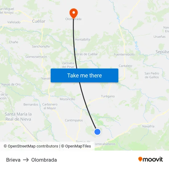 Brieva to Olombrada map