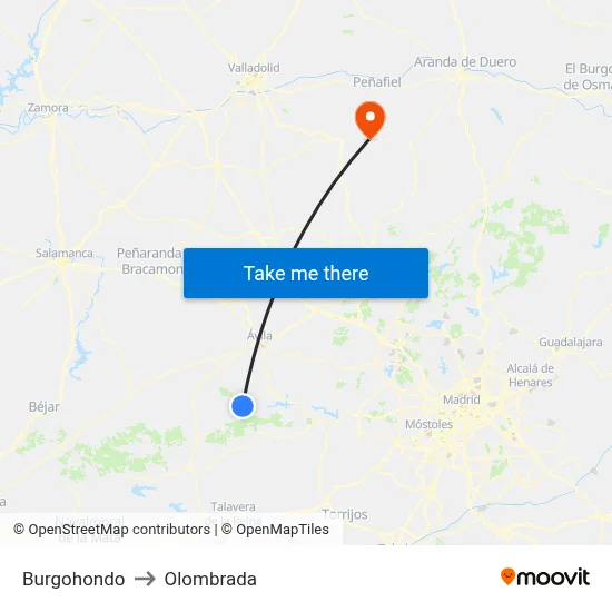 Burgohondo to Olombrada map