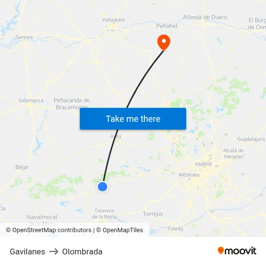 Gavilanes to Olombrada map