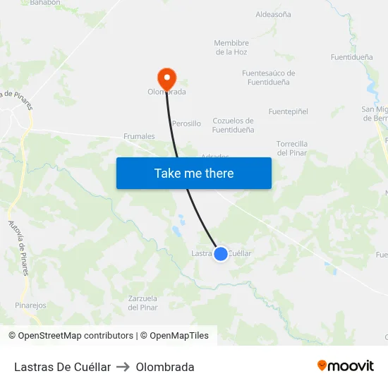 Lastras De Cuéllar to Olombrada map