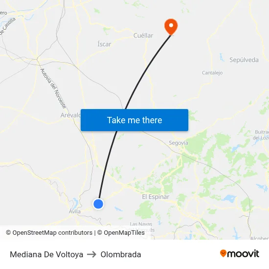 Mediana De Voltoya to Olombrada map