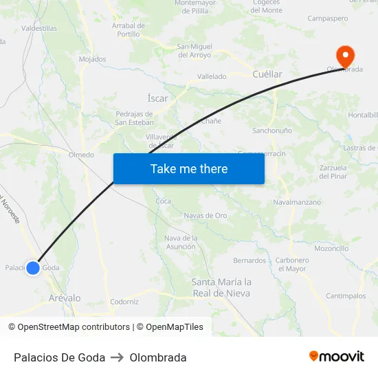 Palacios De Goda to Olombrada map