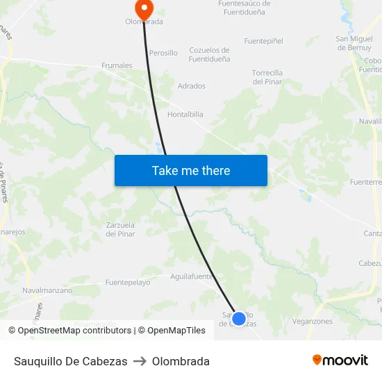 Sauquillo De Cabezas to Olombrada map